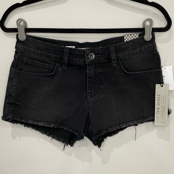 Vans Pants - Vans NWT Destroyed black mini denim shorts size 5/27